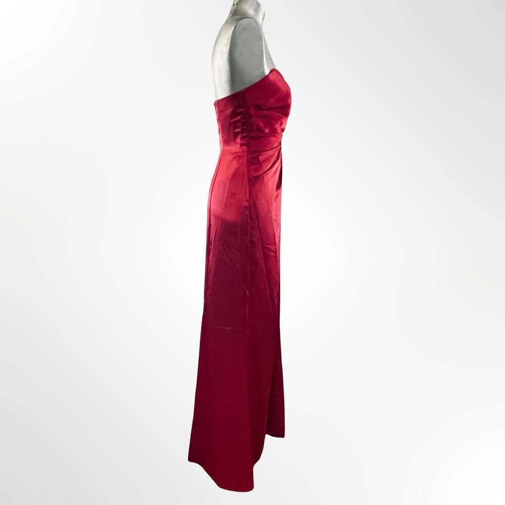 David's Bridal F44447 Watermelon Strapless Long Satin Evening Gown - Picture 3 of 7